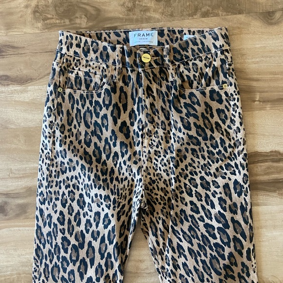 FRAME Denim Ali High-Rise Leopard Print Cigarette Jeans Size 25 - Picture 3 of 6